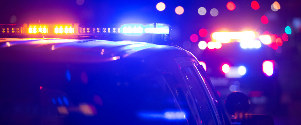 Police vehicle in a close up shot