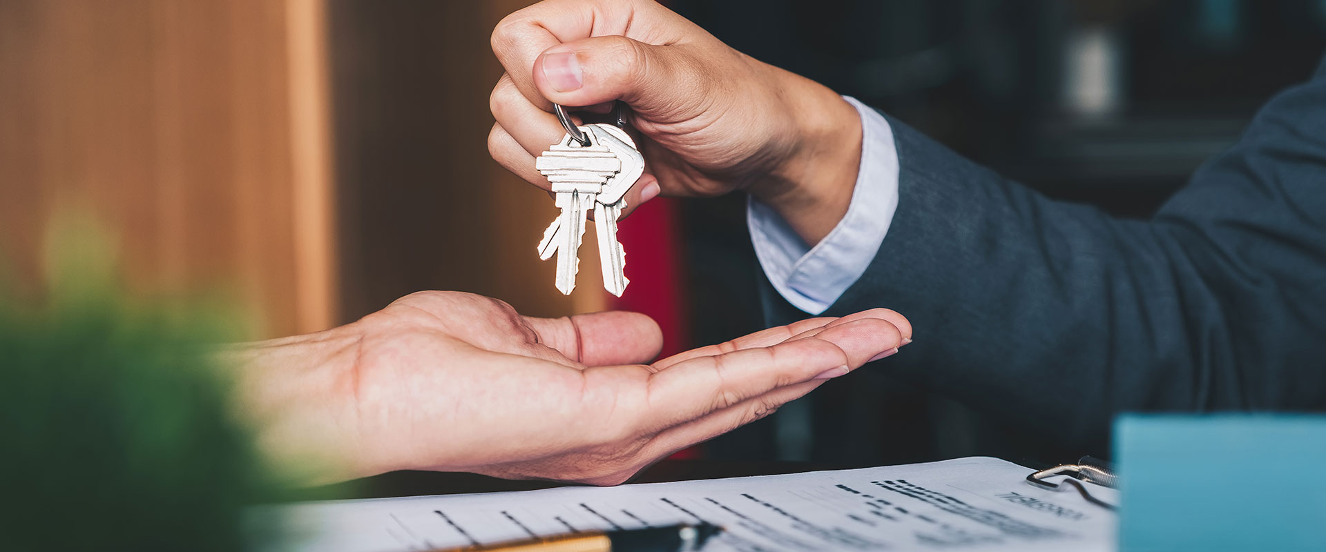 Transferring property representation with keys and papers below