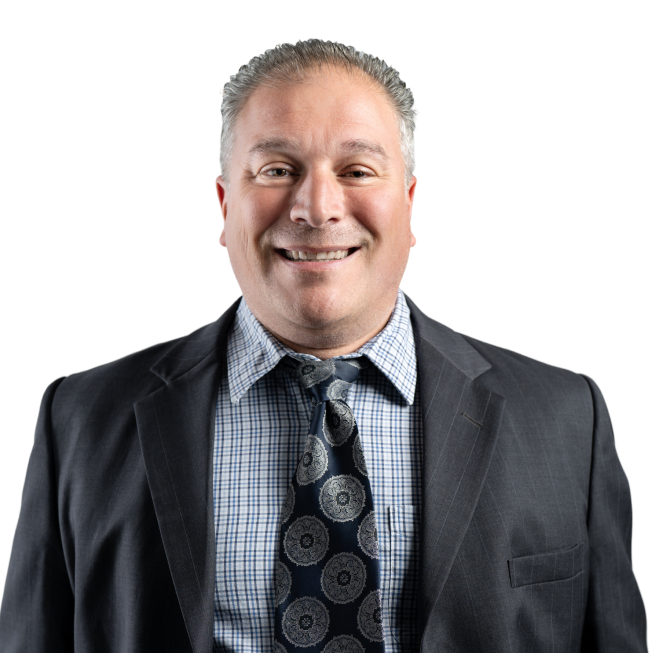 Smiling man in business suit and patterned tie